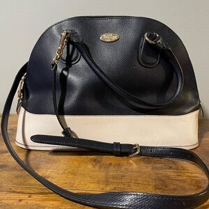 Coach CORA Satchel in Navy and Cream